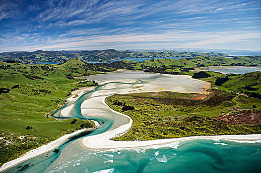 小湾,海滩,南岛,新西兰,俯视