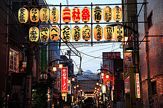 纸灯笼,上方,街道,浅草,日本