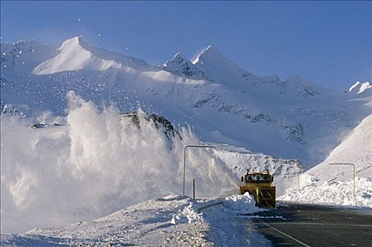 扫雪机,公路,冬天