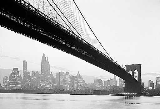 美国,纽约,天际线,布鲁克林大桥