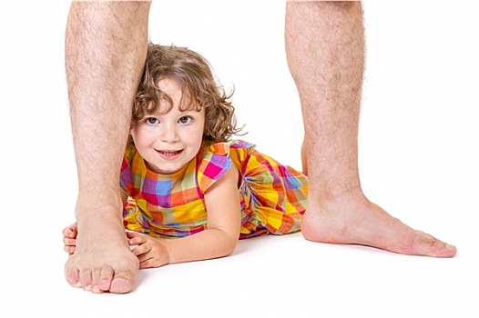 小,女儿,脚,父亲