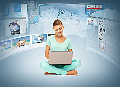 科技,互联网,电视,消息,概念,美女,笔记本电脑,电脑,虚拟,显示屏