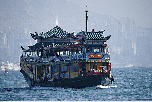 装饰,渡轮,维多利亚湾,香港,中国