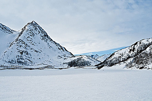 山谷,冬天,雪,风景,尤通黑门山,国家公园,奥普兰,挪威