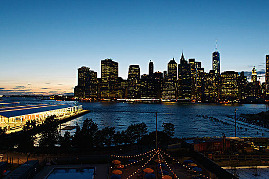 河,下曼哈顿,黄昏,纽约,美国