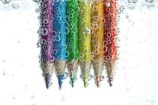多彩,铅笔,水下,泡泡
