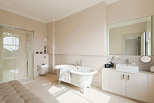 家,普通,伦敦,设计,客人,浴室,玻璃,围挡,淋浴,上面