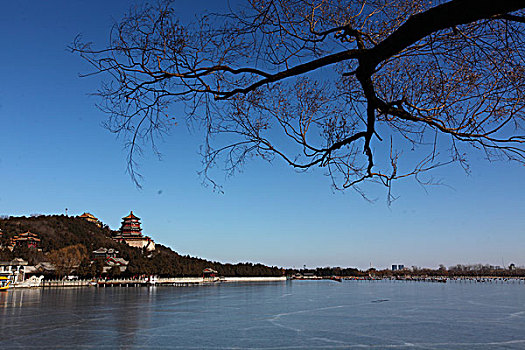 昆明湖,颐和园,佛香阁,排云殿,中国,北京,全景,风景,地标,传统