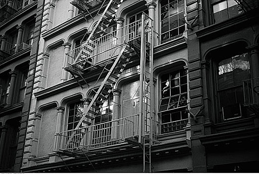 建筑,防火梯,在家办公,纽约,美国
