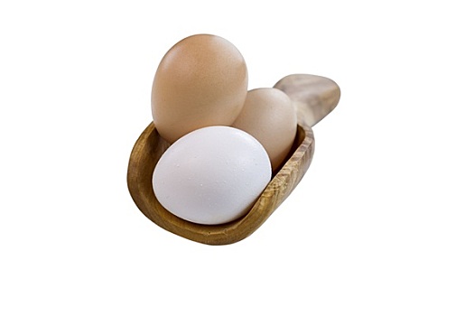 有机,蛋,木勺,白色背景,背景