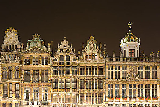 古建筑,大广场,夜晚,布鲁塞尔,比利时