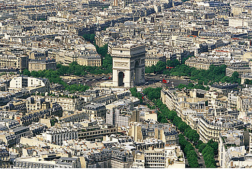航拍,巴黎,展示,拱形