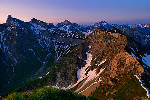 阿尔卑斯山,日出,山谷,地区,提洛尔,奥地利,欧洲