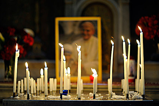祈愿用具,蜡烛,正面,照片,教皇,母兽,教堂,巴黎,法国,欧洲