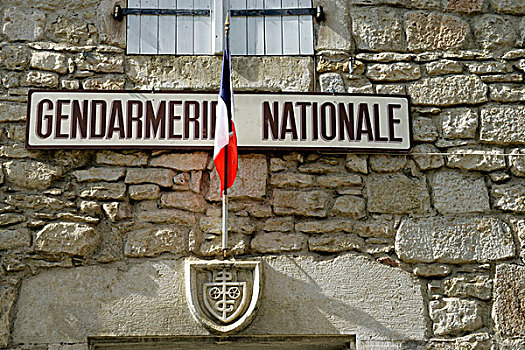宪兵,旗帜,牢固,悬崖,城镇,罗卡马杜尔,法国,欧洲