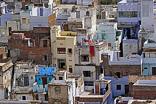 俯视图,家,乌代浦尔,印度,城市宫殿