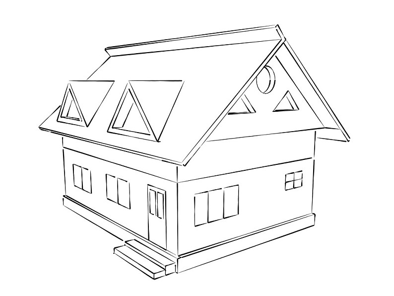 简单素描初学者房屋图片