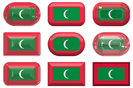 玻璃,扣,旗帜,马尔代夫