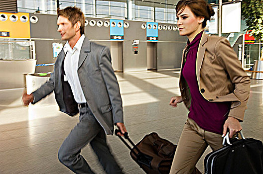 商务人士,职业女性,急促,行李,机场