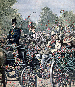 战斗,花,游行,1891年,艺术家
