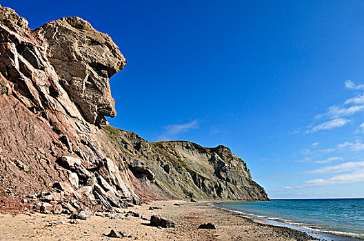 岩石,悬崖,帽,马格达伦群岛,魁北克,加拿大,北美