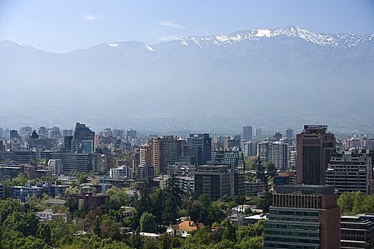俯视,城市,圣地亚哥,智利