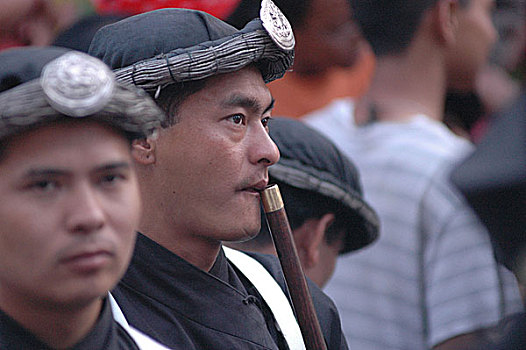 一个人,演奏,笛子,一个,文化,尼泊尔