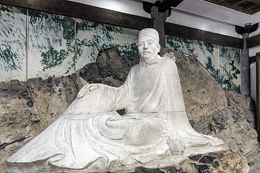 白居易塑像,中国河南省洛阳市白园乐天堂