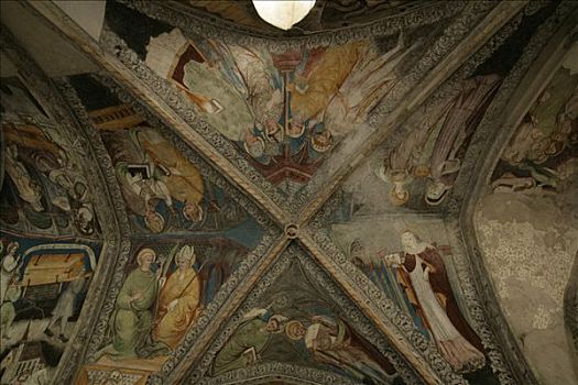 大教堂,回廊,拱顶,壁画,南蒂罗尔,意大利