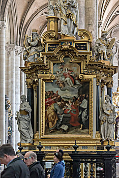 法国亚眠大教堂,圣母升天,油画