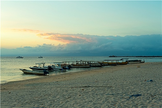 巴厘岛,海滩,生动,天空,日落