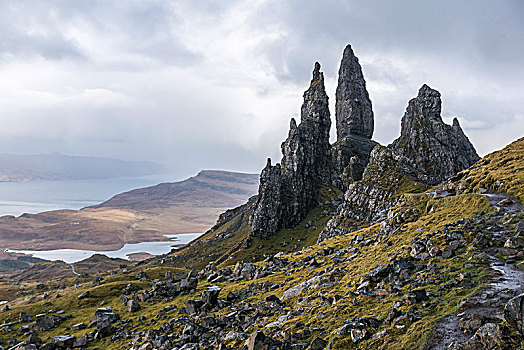 石头,针,老人,半岛,斯凯岛,苏格兰,英国,欧洲