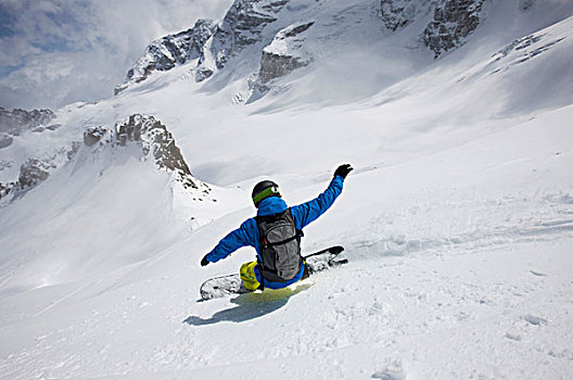 滑雪板玩家,山脉全景,瑞士,欧洲