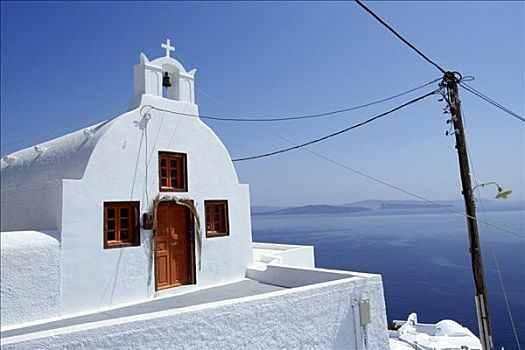 白色,教堂,锡拉岛,基克拉迪群岛,希腊