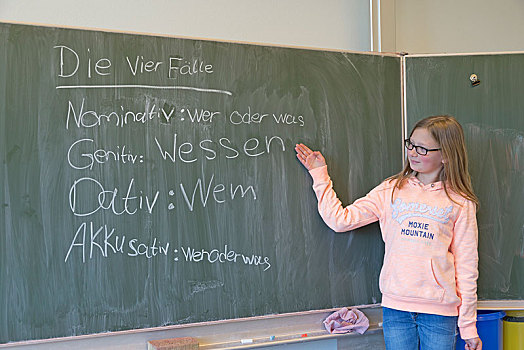 女孩,黑板,德国人,班级,小学,德国,欧洲