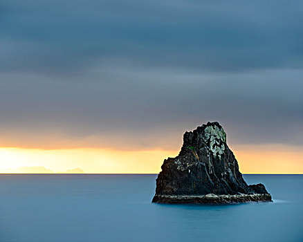 石头,海洋,日落