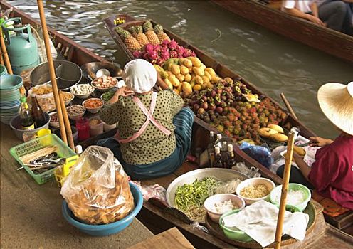漂浮,市场,丹能沙朵水上市场,泰国