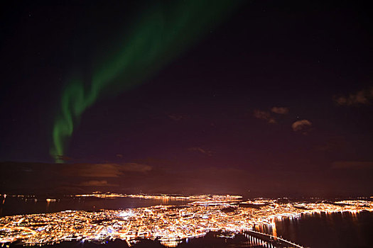 北极光,上方,特罗姆瑟,挪威,二月