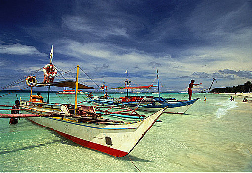 船,海滩,长滩岛,菲律宾