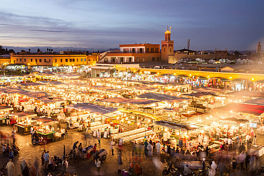 市场,广场,日落,马拉喀什,摩洛哥,北非