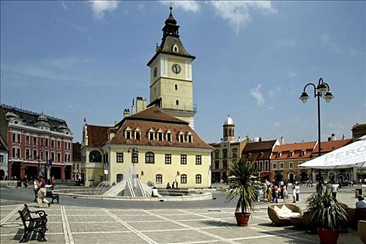 市政厅,中心,布拉索夫,特兰西瓦尼亚,罗马尼亚,欧洲