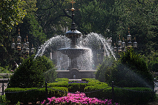 喷泉,市政厅,公园,下曼哈顿,纽约,美国