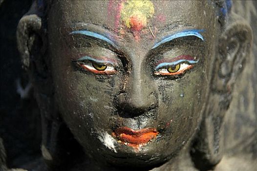 色彩,脸,佛像,佛塔,加德满都,尼泊尔
