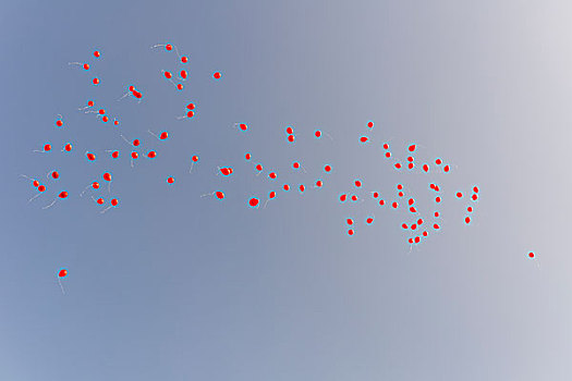 红色,气球,空中