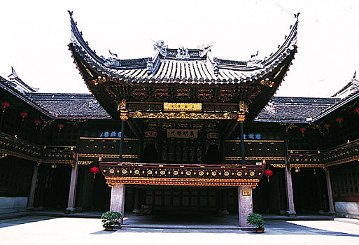 中国浙江宁波天一阁的标志建筑,大戏台