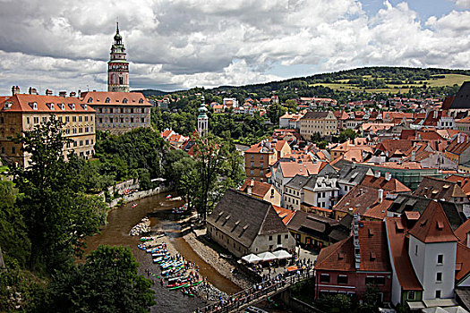 风景,城堡,伏尔塔瓦河,河,历史,中心,捷克共和国,欧洲
