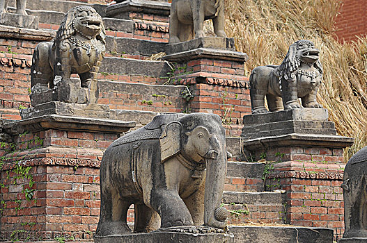 尼泊尔,巴克塔普尔,大象,庙宇