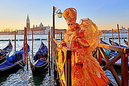 面具,水岸,圣乔治奥,岛屿,狂欢,威尼斯,威尼托,意大利