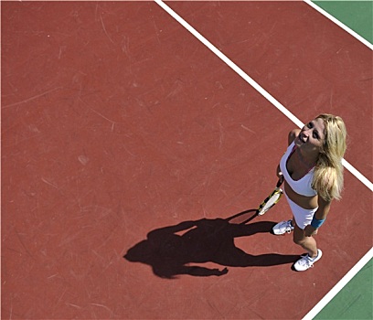 美女,玩,网球,比赛,户外