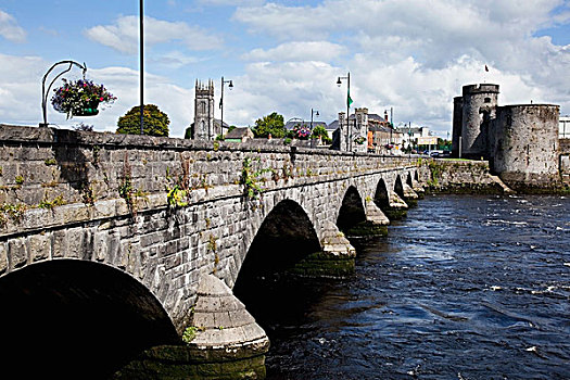 桥,穿过,河,国王,城堡,爱尔兰